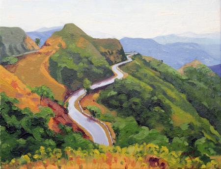 Landscape oil painting titled 'Amba Ghat', 14x18 inches, by artist Tushar Patange on Canvas