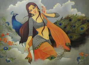 Figurative oil painting titled 'Anand', 36x48 inches, by artist Renuka Fulsoundar on Canvas
