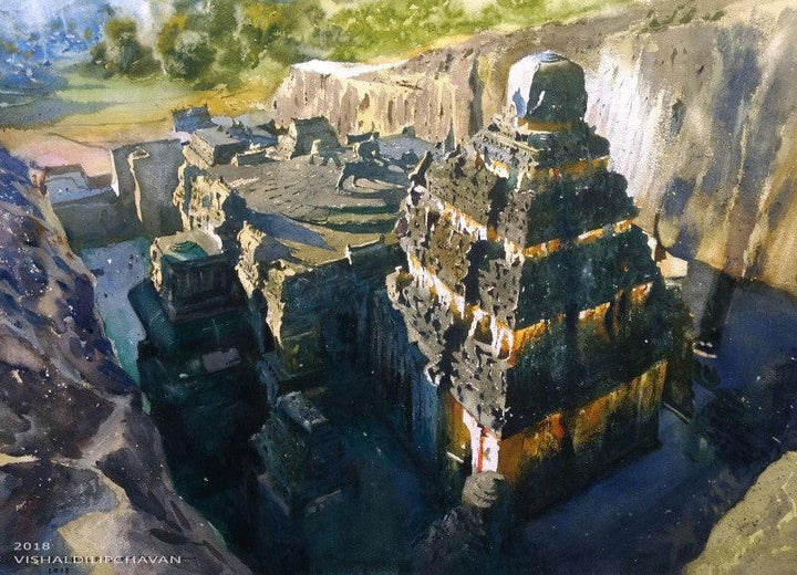 Ancient Beauty Kailash Temple Painting by Vishal Chavan | ArtZolo.com