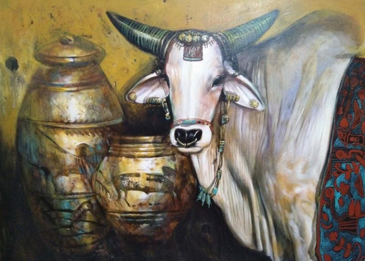 Ancient Bull Painting by Jiban Biswas | ArtZolo.com