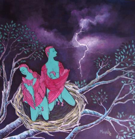 Angel Nest Painting by Manjula Dubey | ArtZolo.com