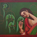 Figurative acrylic painting titled 'Antarmahal', 36x48 inches, by artist Uttam Bhattacharya on Canvas
