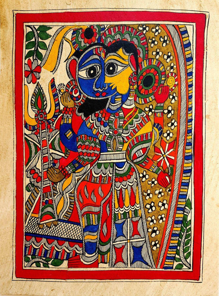 Ardhanareeswara 1 Traditional Art by Mithlesh Jha | ArtZolo.com