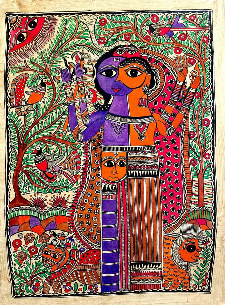 Ardhanareeswara Traditional Art by Chano Devi | ArtZolo.com