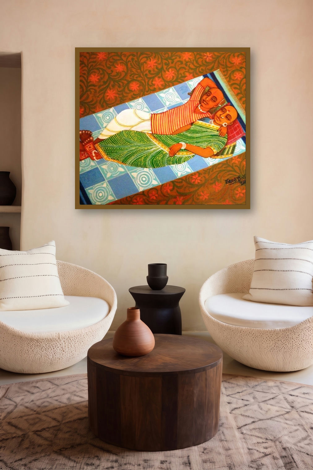 At Rest by artist V V Swamy displayed in a Museum Style gallery