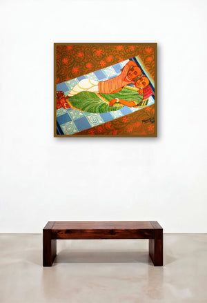 At Rest by artist V V Swamy displayed in a Luxury Lounge