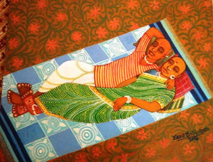 At Rest by V V Swamy, Original Acrylic Figurative Painting on Canvas, Small Horizontal Wall Art