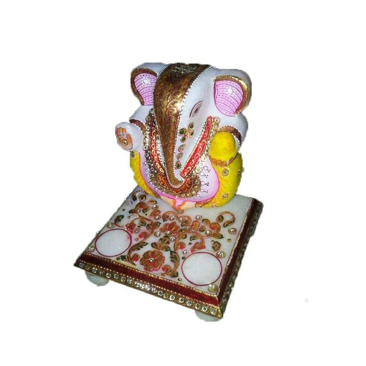 Attractive Lord Ganesha On Chowki Handicraft by Ecraft India | ArtZolo.com