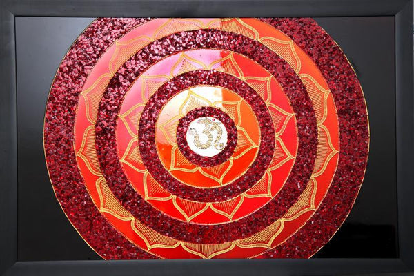 Aum Mandala Glass Art by Shweta Vyas | ArtZolo.com