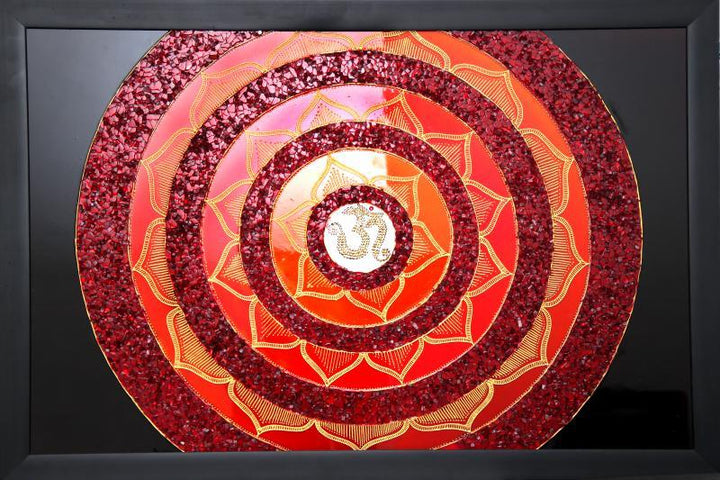 Aum Mandala Glass Art by Shweta Vyas | ArtZolo.com