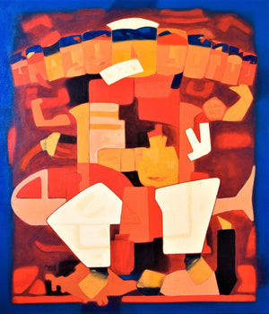 Figurative acrylic painting titled 'Avatar', 42x36 inches, by artist Dipak Asole on Canvas