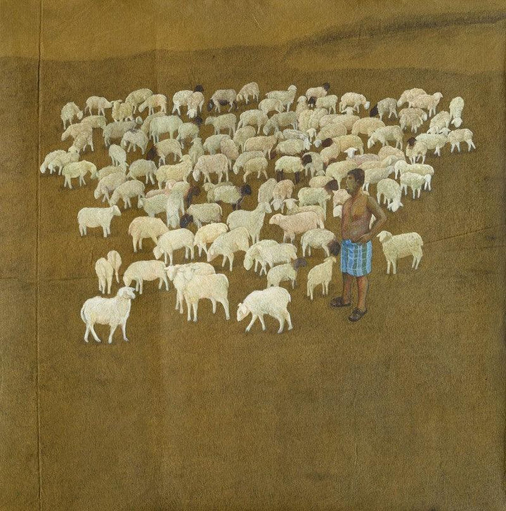 Baa Baa White Sheep Painting by Santanu Debnath | ArtZolo.com