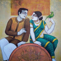 Figurative acrylic painting titled 'Babu And Bibi 3', 48x36 inches, by artist Gautam Mukherjee on Canvas