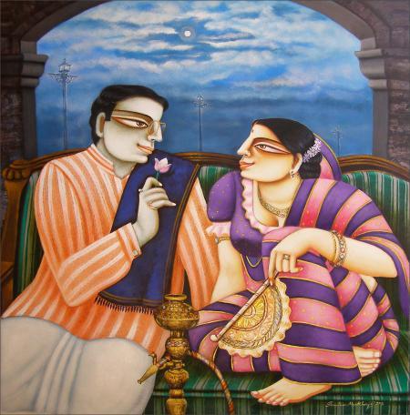 Babu Bibi Painting by Gautam Mukherjee | ArtZolo.com