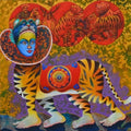 Religious acrylic painting titled 'Bagha Nacha 2', 36x36 inches, by artist Kanha Behera on Canvas
