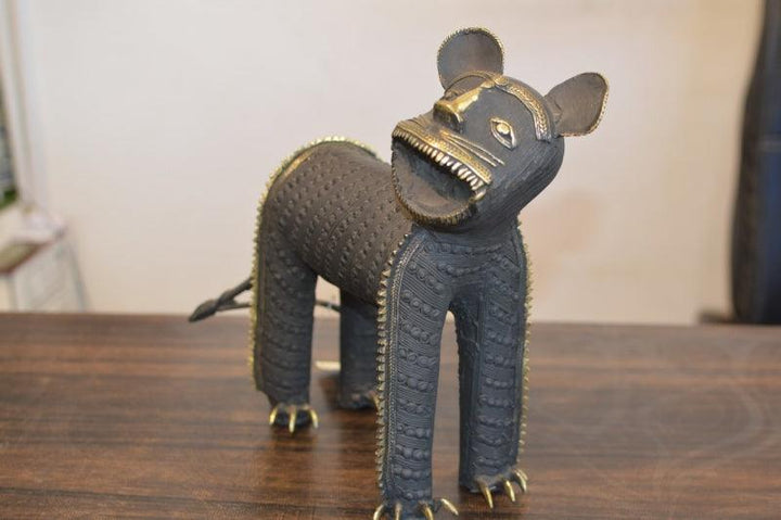 Baghel Tiger Small Sculpture by Kushal Bhansali | ArtZolo.com
