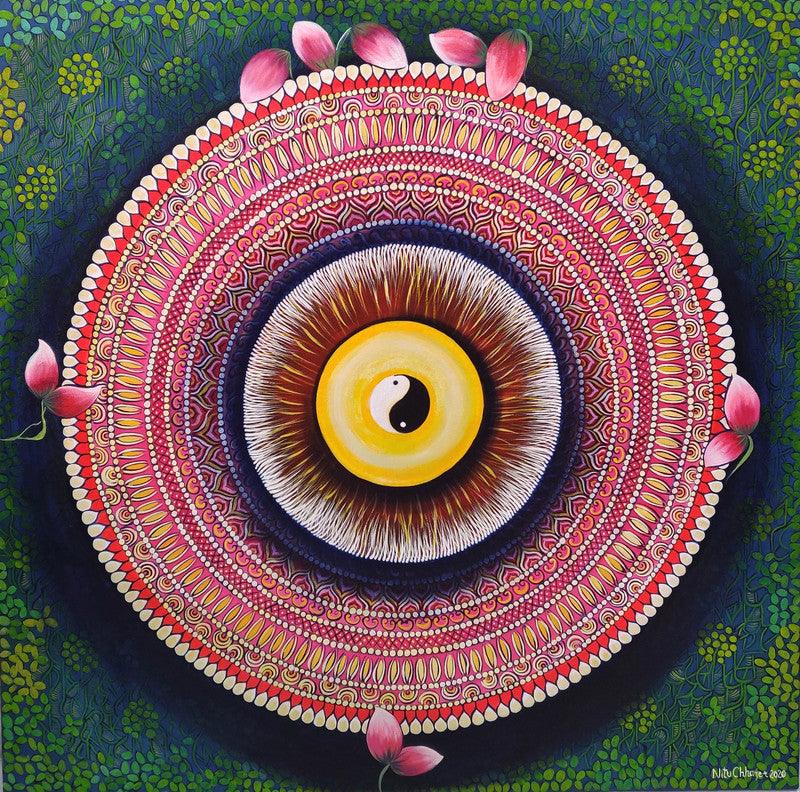 Nature acrylic painting titled 'Balance', 36x36 inches, by artist NITU CHHAJER on canvas