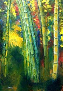 Bamboo Trees Painting by Kiran Bableshwar | ArtZolo.com