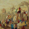 Cityscape oil painting titled 'Banaras 2', 24x24 inches, by artist Yashwant Shirwadkar on Canvas