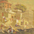 Cityscape oil painting titled 'Banaras 4', 24x24 inches, by artist Yashwant Shirwadkar on Canvas