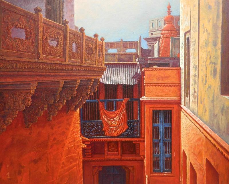 Cityscape acrylic painting titled 'Banaras', 30x36 inches, by artist Anil Yadav on Canvas