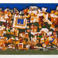 Cityscape serigraphs painting titled 'Banaras', 36x80 inches, by artist Jagdeep Smart on Paper