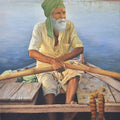 Religious oil painting titled 'Banaras', 36x47 inches, by artist Kamal Rao on Canvas