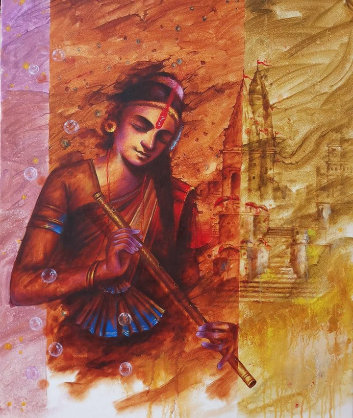Banaras Beauty 1 Painting by Pradeep Kumar | ArtZolo.com