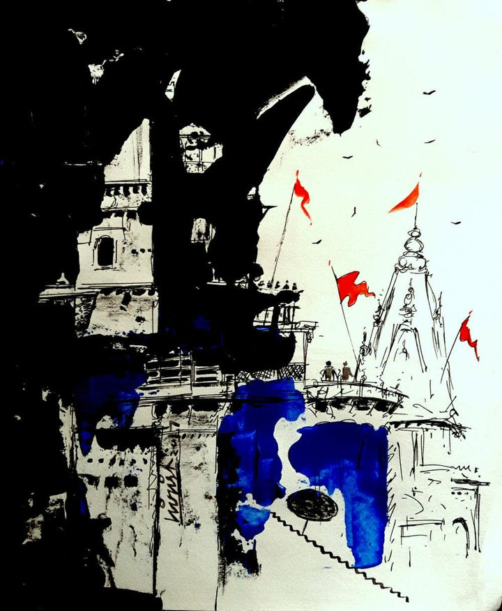 Banaras Drawing 2017 Drawing by Girish Chandra Vidyaratna | ArtZolo.com