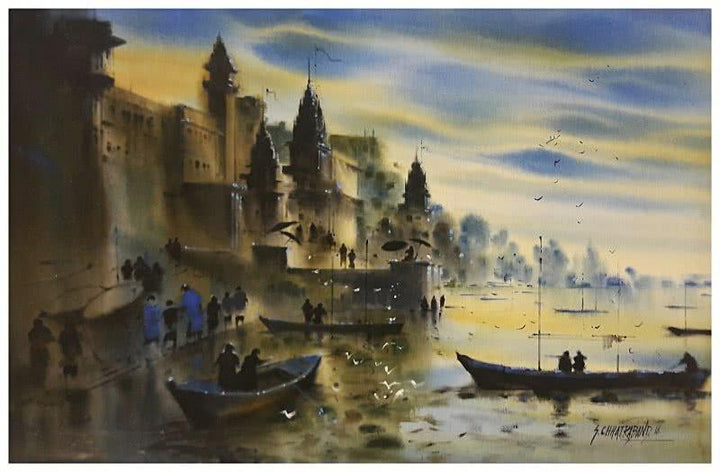 Banaras Ghat 10 Painting by Sandeep Chhatraband | ArtZolo.com
