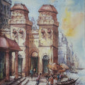 Cityscape watercolor painting titled 'Banaras Ghat 11', 22x15 inches, by artist SHUBHASHIS MANDAL on Handmade Paper