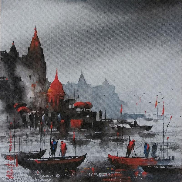 Banaras Ghat 12 Painting by Ashif Hossain | ArtZolo.com