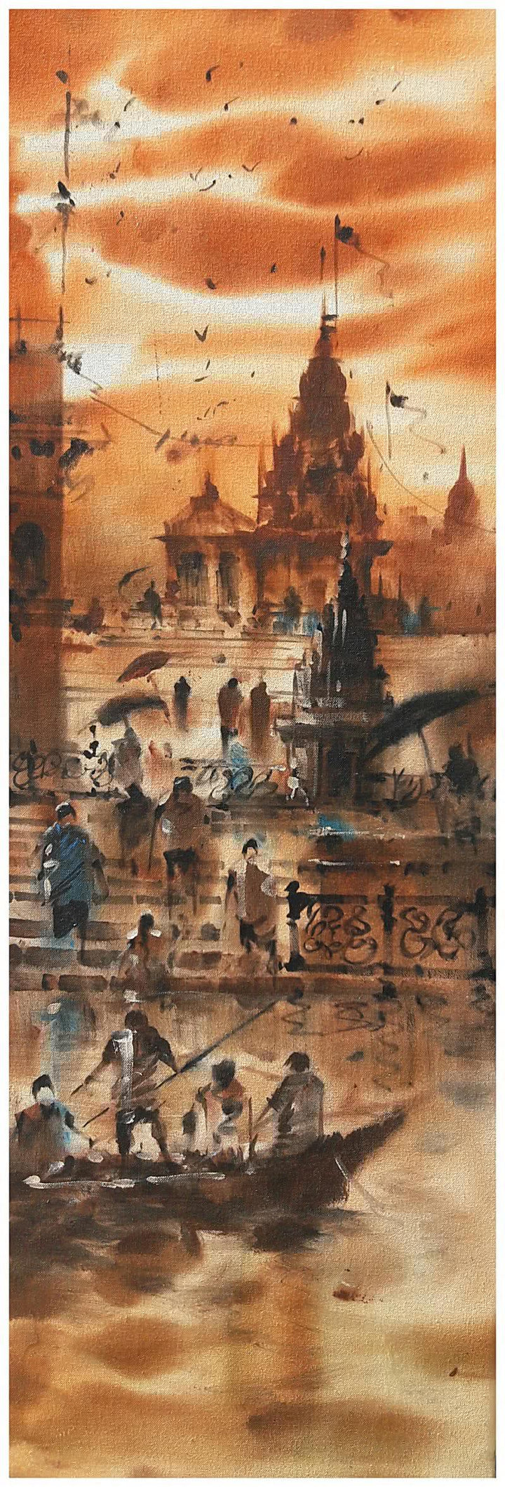 Banaras Ghat 13 Painting by Sandeep Chhatraband | ArtZolo.com