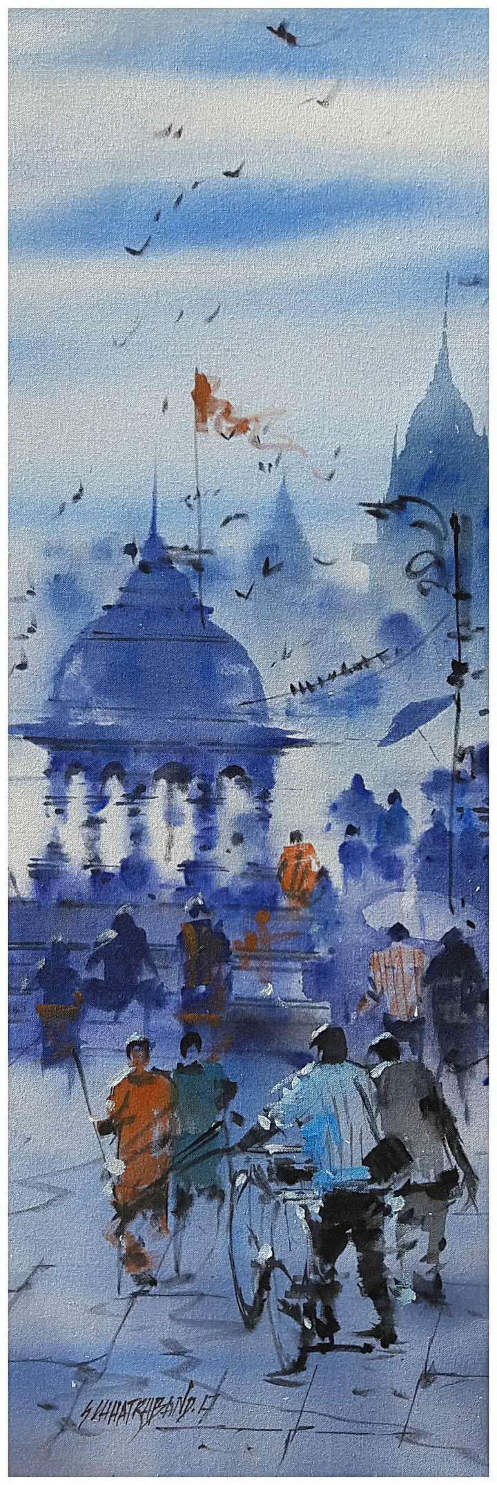 Banaras Ghat 15 Painting by Sandeep Chhatraband | ArtZolo.com