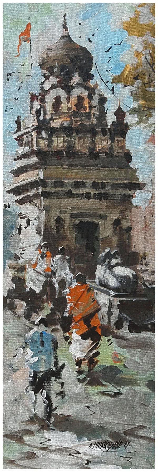 Banaras Ghat 18 Painting by Sandeep Chhatraband | ArtZolo.com