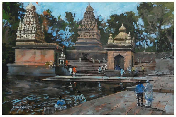 Banaras Ghat 2 Painting by Sandeep Chhatraband | ArtZolo.com