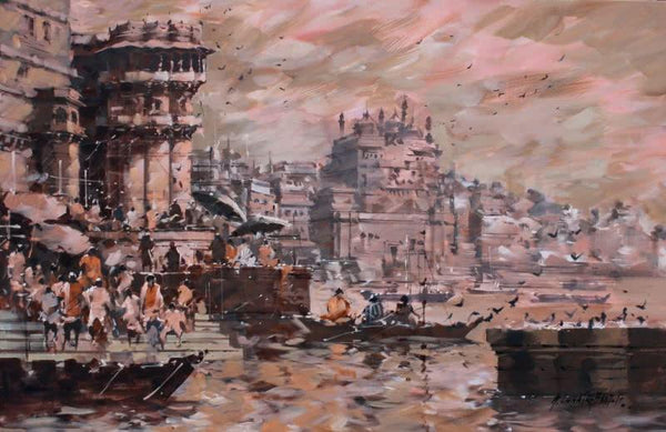 Banaras Ghat 26 Painting by Sandeep Chhatraband | ArtZolo.com