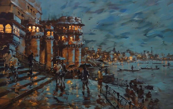 Banaras Ghat 32 Painting by Sandeep Chhatraband | ArtZolo.com