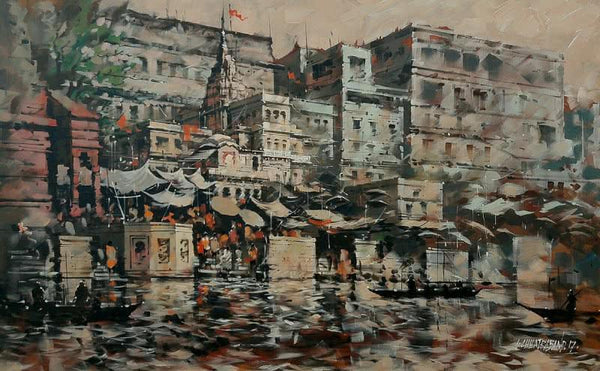 Banaras Ghat 38 Painting by Sandeep Chhatraband | ArtZolo.com
