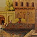 Cityscape acrylic painting titled 'Banaras Ghat 4', 36x61 inches, by artist Basavaraj Nalakar on Canvas