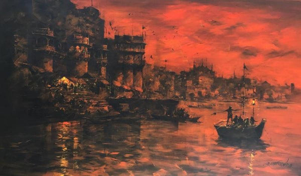 Banaras Ghat 41 Painting by Sandeep Chhatraband | ArtZolo.com