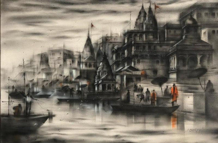 Banaras Ghat 43 Painting by Sandeep Chhatraband | ArtZolo.com