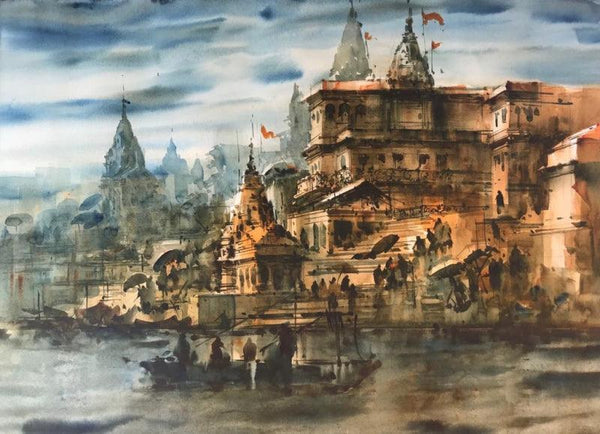 Banaras Ghat 54 Painting by Sandeep Chhatraband | ArtZolo.com