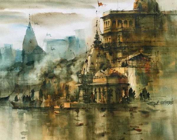 Banaras Ghat 55 Painting by Sandeep Chhatraband | ArtZolo.com