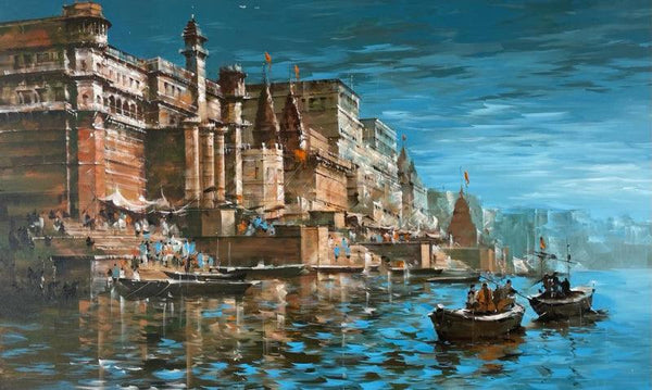 Banaras Ghat 62 Painting by Sandeep Chhatraband | ArtZolo.com