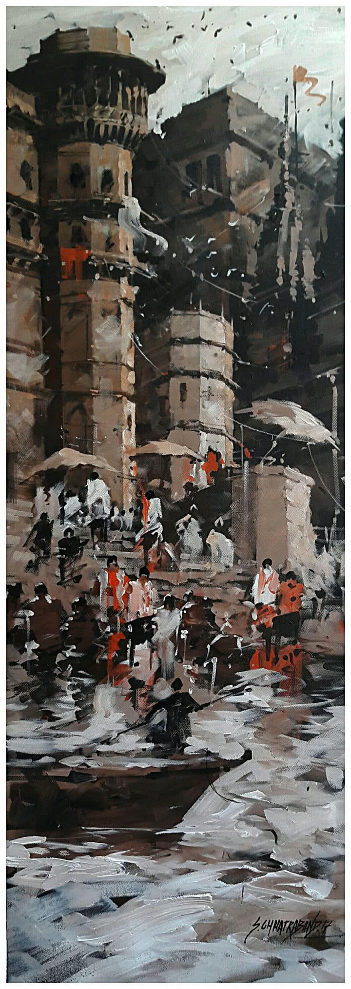 Banaras Ghat 7 Painting by Sandeep Chhatraband | ArtZolo.com