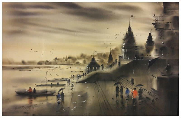 Banaras Ghat 8 Painting by Sandeep Chhatraband | ArtZolo.com