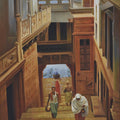 Landscape oil painting titled 'Banaras Ghat', 32x53 inches, by artist Kamal Rao on Canvas