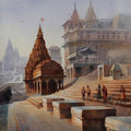 Religious watercolor painting titled 'Banaras Ghat', 30x22 inches, by artist Amit Dhane on Paper