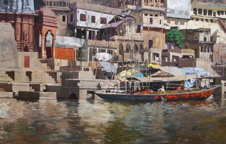 Banaras Ghat Painting by Sachin Sawant | ArtZolo.com